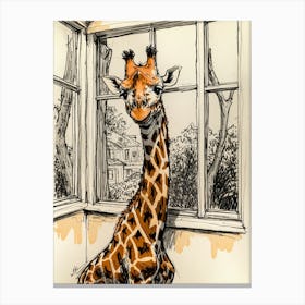 Default Draw Me A Giraffe With A Telescopic Neck Peeking Into 0 Canvas Print