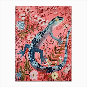 Floral Animal Painting Gecko 3 Canvas Print