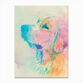 Great Pyrenees Dog Pastel Line Watercolour Illustration  2 Canvas Print