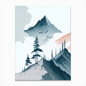 Mountain And Forest In Minimalist Watercolor Vertical Composition 343 Canvas Print