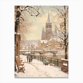 Vintage Winter Illustration Cologne France 1 Canvas Print