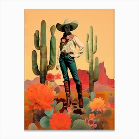 Collage Of Cowgirl Cactus 3 Canvas Print