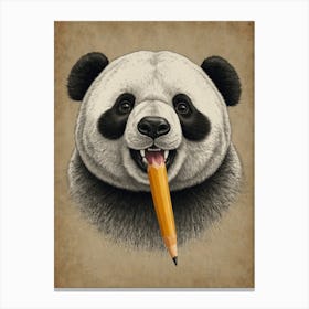 Panda Bear With Pencil 1 Canvas Print