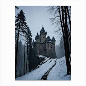 Castle In The Snow Specters of the Carpathian Spires Canvas Print