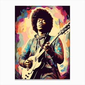 Jimi Hendrix Retro Portrait 4 Canvas Print