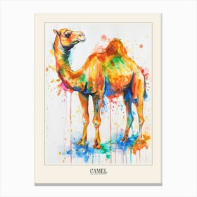 Camel Colourful Watercolour 1 Poster Canvas Print
