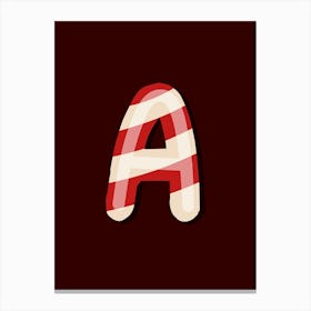 Candy Cane Christmas Letters Living Room Holiday Display 01 Canvas Print