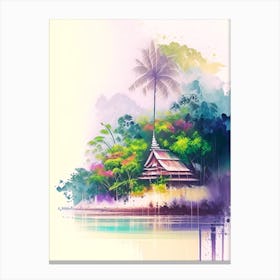 Chumphon Thailand Watercolour Pastel Tropical Destination Canvas Print