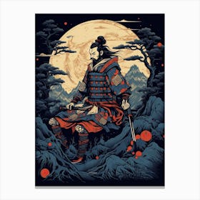 Samurai Ukiyo E Style Illustration 4 Canvas Print