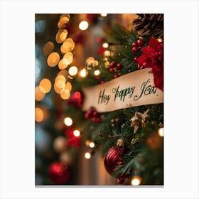 Banner Adorned With Festive Embellishments Swirling Calligraphic Happy New Year Inscription Cent (2) Canvas Print