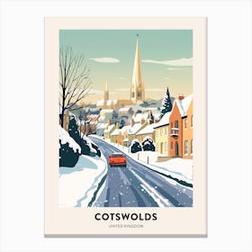 Vintage Winter Travel Poster Cotswolds United Kingdom 3 Canvas Print