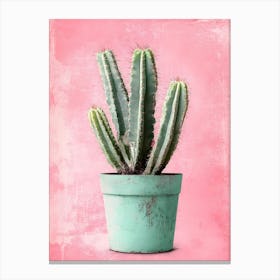 Cactus On Pink Background Canvas Print