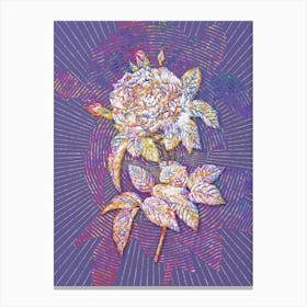 Geometric Pink French Rose Mosaic Botanical Art on Veri Peri n.0358 Canvas Print