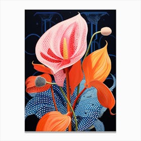 Surreal Florals Flamingo Flower 3 Flower Painting Canvas Print