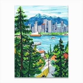 Travel Poster Happy Places Vancouver 4 Canvas Print