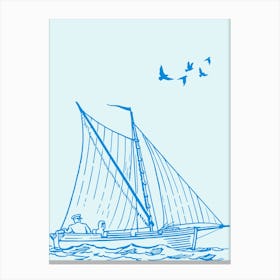 Sailing Boat With Birds Canvas Print