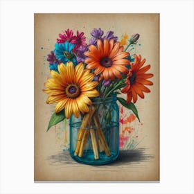 Flowers In A Jar Canvas Print