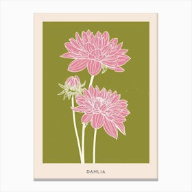 Pink & Green Dahlia 1 Flower Poster Canvas Print