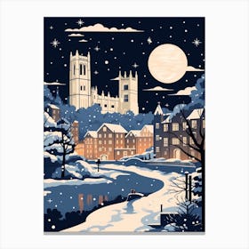Winter Travel Night Illustration Durham United Kingdom 3 Canvas Print