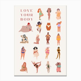 Love Your Body Poster In Colors Canvas Print