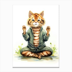Tiger Illustration Practicing Yoga Watercolour 2 Canvas Print