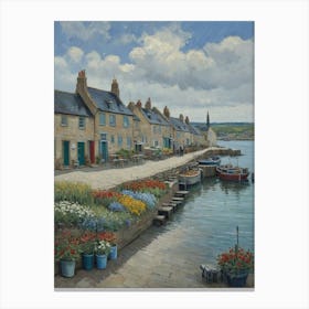 Reflections on the Water Harbourside Cottages Canvas Print