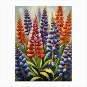 Colorful Lupins Arcylic Painting Canvas Print