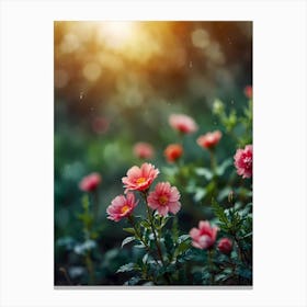 Pink Flowers In The Garden 1 Canvas Print