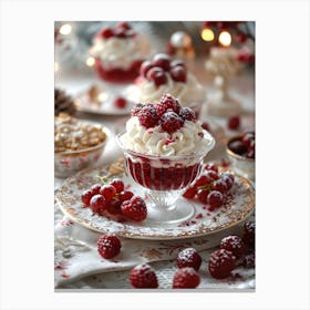 Desserts With Raspberries 1 Canvas Print