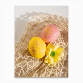 Easter Eggs On A Lace Canvas Print