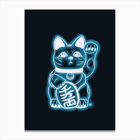 Porcelain Blue Neon Cat Canvas Print