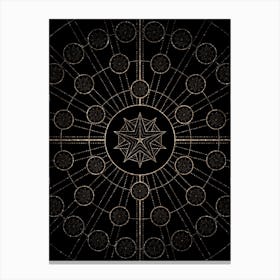 Geometric Glyph Radial Array in Glitter Gold on Black n.0019 Canvas Print