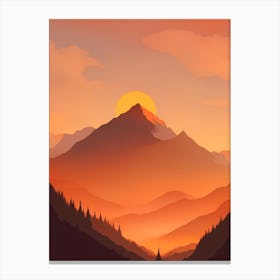 Misty Mountains Vertical Composition In Orange Tone 335 Canvas Print