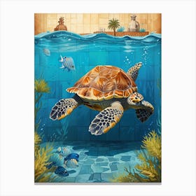 A turtle in the ocean Canvas Print