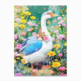 Geese With Flower Watercolor Leinwandbild