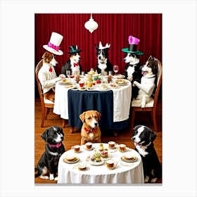 Dogs At Tea Party Canvas Print
