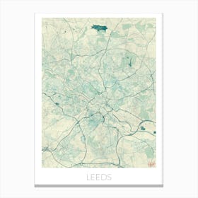 Leeds Map Vintage in Blue Canvas Print