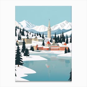 Retro Winter Illustration St Moritz Switzerland 1 Canvas Print