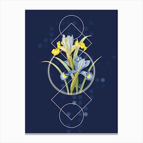 Vintage Spanish Iris Botanical with Geometric Line Motif and Dot Pattern n.0137 Canvas Print