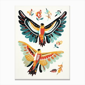 Folk Style Bird Painting Red Tailed Hawk Canvas Print