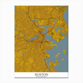 Boston Massachusetts Yellow Blue Canvas Print