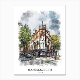 Hammersmith London Borough   Street Watercolour 3 Poster Canvas Print