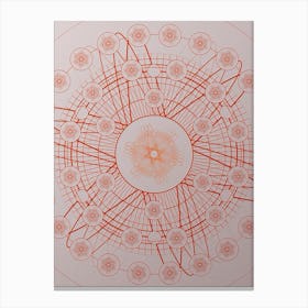 Geometric Abstract Glyph Circle Array in Tomato Red n.0154 Canvas Print