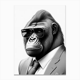Gorilla In Suit Gorillas Pencil Sketch 1 Canvas Print