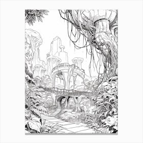 Pandora   The World Of Avatar (Disney S Animal Kingdom) Fantasy Inspired Line Art 4 Canvas Print