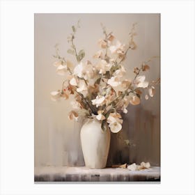 Sweet Pea, Autumn Fall Flowers Sitting In A White Vase, Farmhouse Style 4 Canvas Print