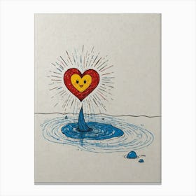 Heart In The Water 1 Canvas Print