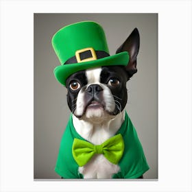 St Patrick'S Day Boston Terrier 1 Canvas Print