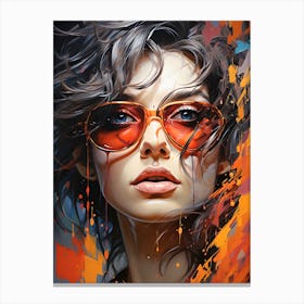 Radiant Face: Pop Illustration of Contemporary Elegance Canvas Print