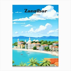 Zanzibar Tanzania Beach Travel Art Illustration Canvas Print